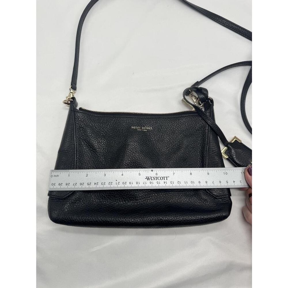 Henri Bendel Crossbody Bag Womens Small Black Pebbled Leather Zip Shoulder Purse - Picture 9 of 11